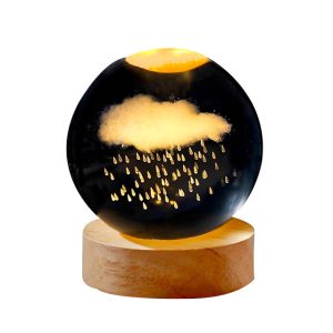 چراغ خواب مدل گوی شیشه ای 3D طرح فضانورد روی ماه