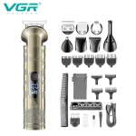 ست ماشین اصلاح موی صورت و بدن وی جی آر مدل V-110 با تیغه استیل ضد زنگ، قابلیت اصلاح صفر، 10 عدد شانه متنوع، نمایشگر باتری، شارژ سریع، ضد آب و استفاده 180 دقیقه پس از شارژ - Image 3