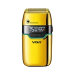 ماشین اصلاح موی صورت شارژی وی جی ار مدل V-350 با تیغه تیتانیوم، اصلاح صفر میلی‌متر، باتری لیتیومی 1200 میلی‌آمپر، نمایشگر LED و قابلیت استفاده خشک و مرطوب