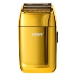 ماشین اصلاح موی صورت وی جی آر مدل V-399 با تیغه استیل پیشرفته، تکنولوژی شیو فویلی، باتری لیتیوم یونی 700mAh، استفاده خشک و مرطوب، شارژ سریع 180 دقیقه، عمر باتری 200 دقیقه، مقاوم در برابر آب و سبک